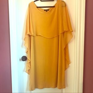 Caped Yellow Formal Dress